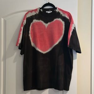 Acne Studios pink heart tie dye t shirt short sleeve